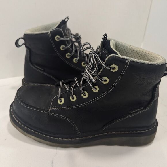Avenger Work Wedge Moc boot  black Leather waterproof Metal Carbon Safety Toe  7 - Picture 2 of 14
